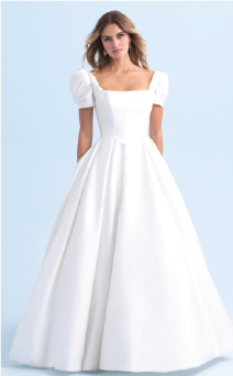 Off-the-shoulder Satin Ball Gown Wedding Dress With Lace Details