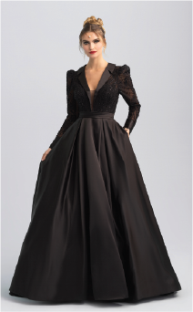 A black and long sleeved wedding dress inspired by Jafar from Aladdin