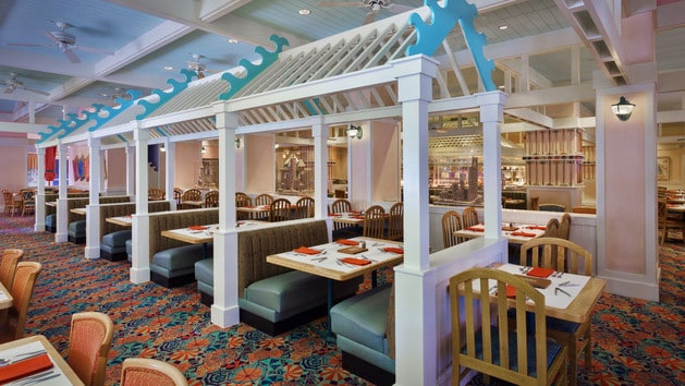 Disney S Beach Club Villas Vacation An Indoor Dining Area With Booths At Cape May Cafe