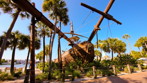 Disney S Beach Club Villas Vacation A Life Sized Shipwreck On Beach By Lake