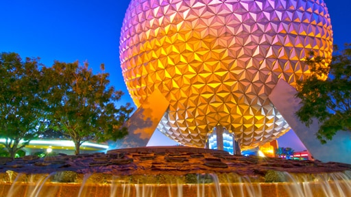 Disney S Caribbean Beach Resort Vacation Club Eship Earth At Epcot Illuminated Night