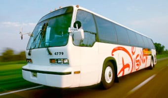 Transportation A Disney Transport bus driving on a highway