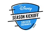 A shield shaped logo that reads Disney Season Kickoff Soccer Tournament
