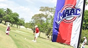 MAAC Golf Chamipionships A golfer follows through on his swing