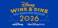 A logo for Disney Wine & Dine Half Marathon Weekend 2026 and runDisney