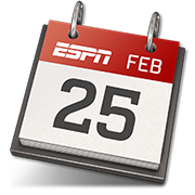 An icon of a calendar page that reads 'ESPN Feb 25'